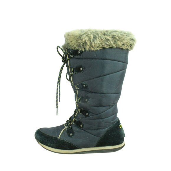LL Bean Carrabassett Fur Lace Up High Snow Boots 284883 Black Size 8.5 M - Picture 1 of 9